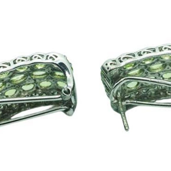 Peridot Earrings in Platinum Overlay S. S. - Picture 3 of 3
